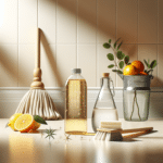 Homemade natural floor cleaner with vinegar and citrus