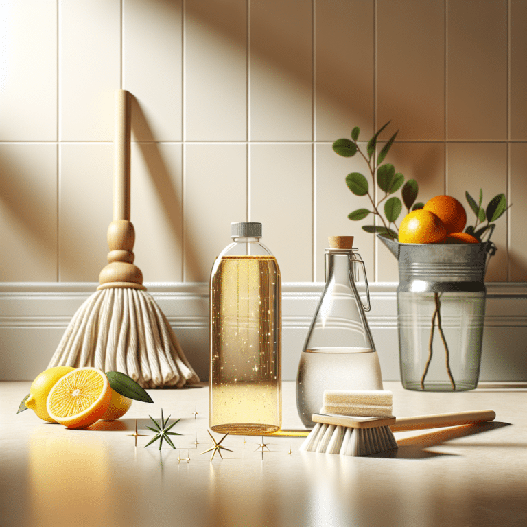 Homemade natural floor cleaner with vinegar and citrus