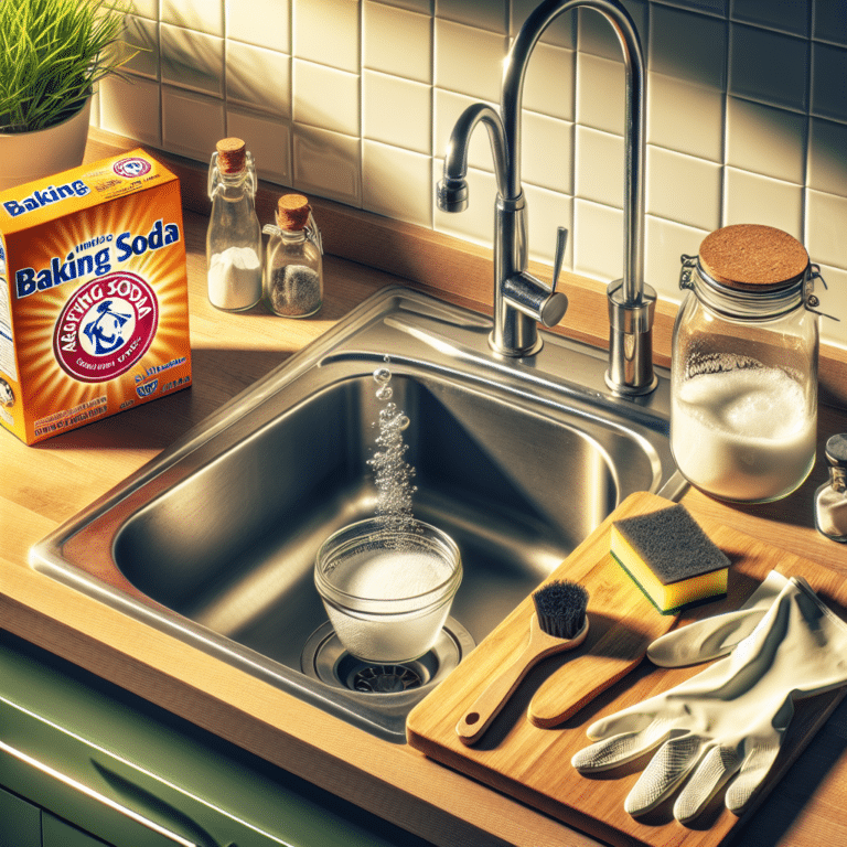DIY kitchen sink scrub with baking soda for a sparkling clean